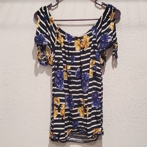 ☀️ Maurice's Floral/Striped Top- Small